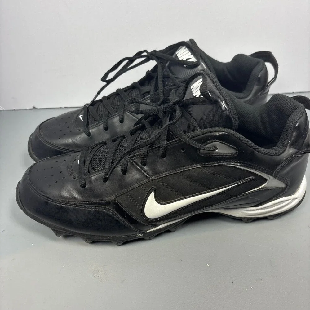 Nike Land Shark Football Cleats Mens 12‎ Black White Good Low Top 316358-011